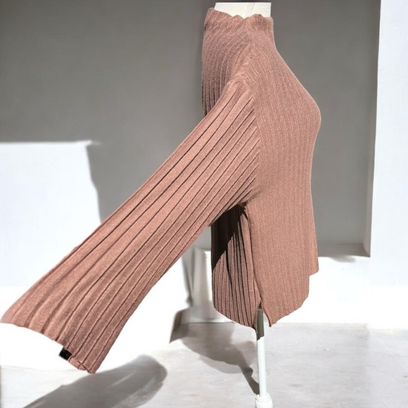 🌻Revolve Bailey 44 Light Brown Ribbed Textured Long Sleeve Shirt Size Medium - Picture 4 of 8